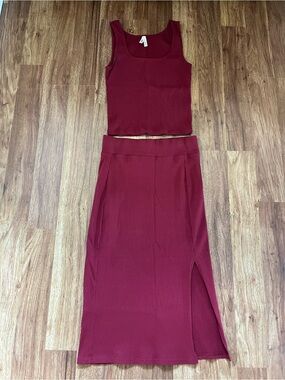 Pact Refined Ribbed Midi Skirt And Tank Top Matching Set Organic Cotton- XS